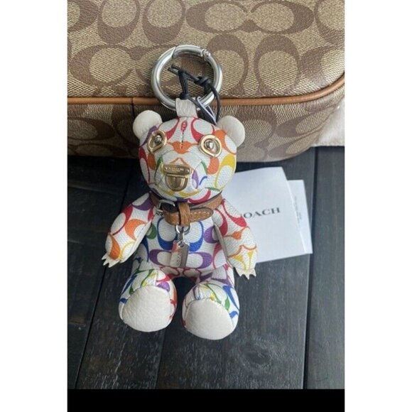 Coach CJ953 Rainbow Pride Bear Signature Keychain Bagcharm _NWT - Picture 4 of 5